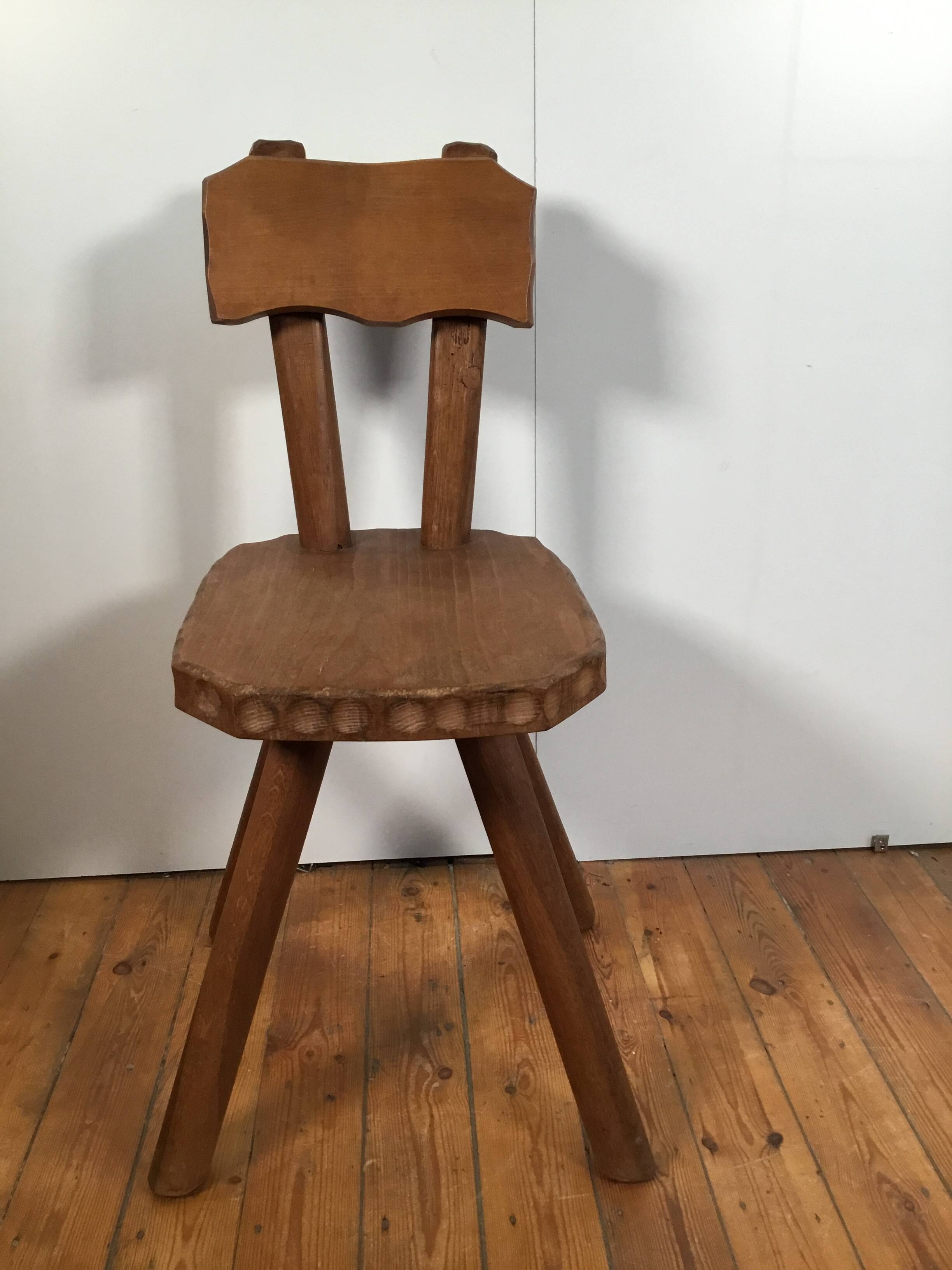 solid oak brutalist organically shaped chair