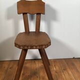 solid oak brutalist organically shaped chair