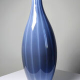 Vintage pear-shaped vase in smoked glass, lined with opaline, Murano bubble glass.