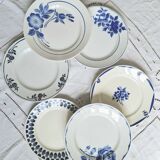 6 old mismatched earthenware dinner plates
