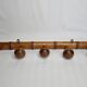 Ancien portemanteau rustique en bois tourné à l'imitation du bambou 1900, 5 patères