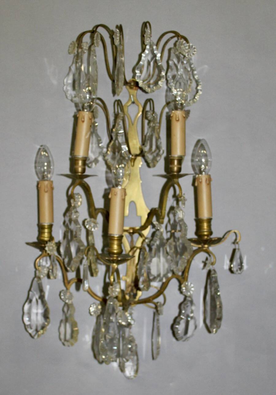 Large Bronze Wall Light with Pendants