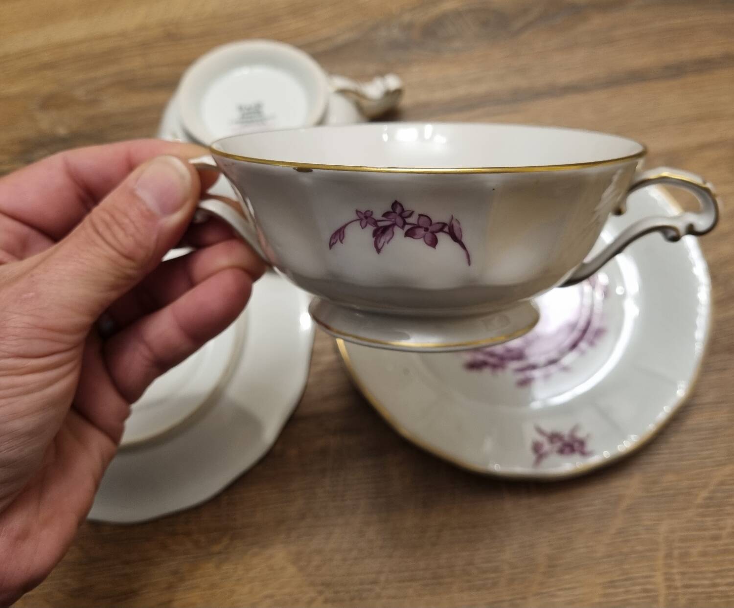 Tea cups, Limoges porcelain breakfast by Bernardaud.