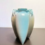 Art Nouveau, small triple amphora vase, glazed earthenware, Massier, circa 1900