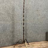 Pied de lampadaire vintage en fer, verre et laiton doré vers 1950