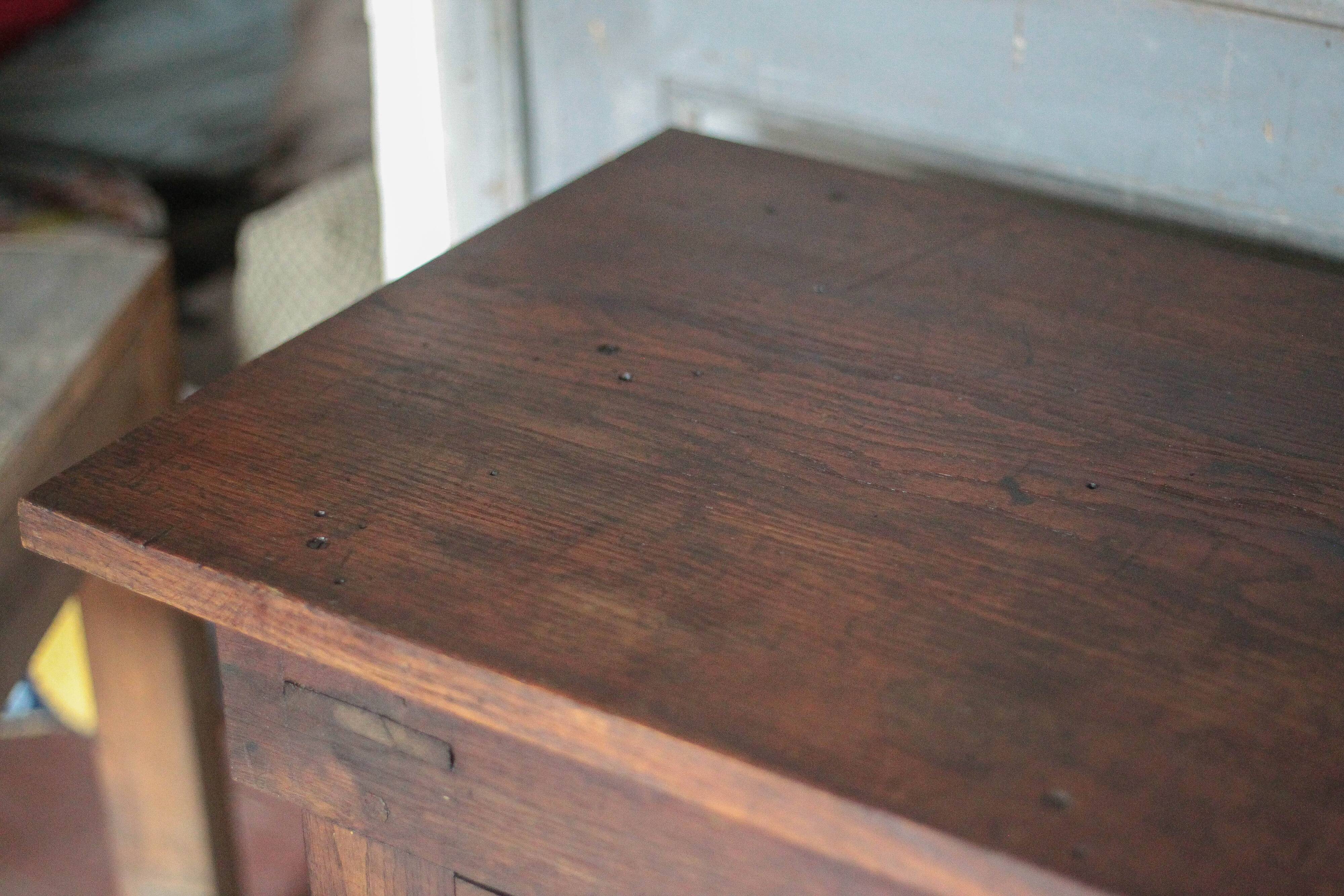 Vintage wooden sideboard, wooden kitchen furniture, furniture with drawer, storage.