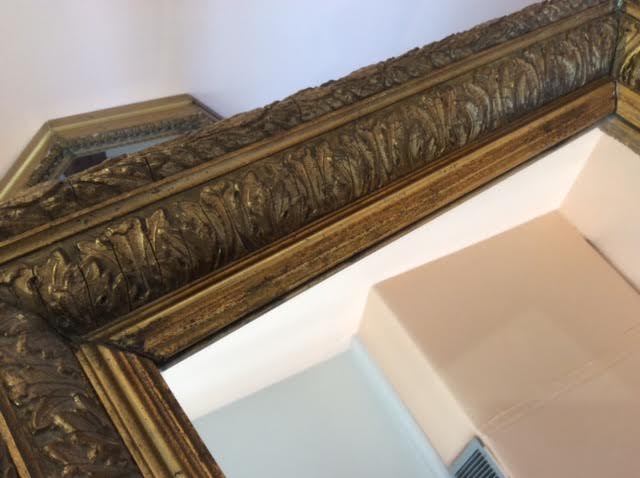 Golden rectangular mirror 45 X 52 X 6 cm