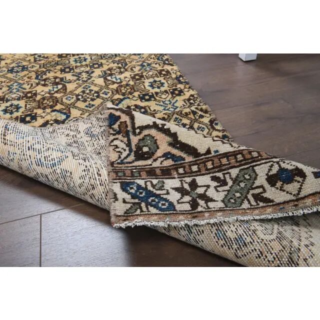 1970s Vintage Turkish Oushak Handmade Wool Runner 58x282