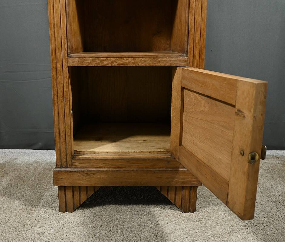Living Room or Nightstand Table in Oak and Marble, Art Deco – 1930
