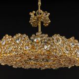 Gilt Brass and Crystal Glass Encrusted Chandeliers by Palwa, Germany, 1970s