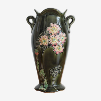 Vase en barbotine art nouveau, Faïencerie de Fives-Lille Gustave De Bruyn, XIXe