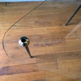 Set of trundle coffee tables in glass and brass