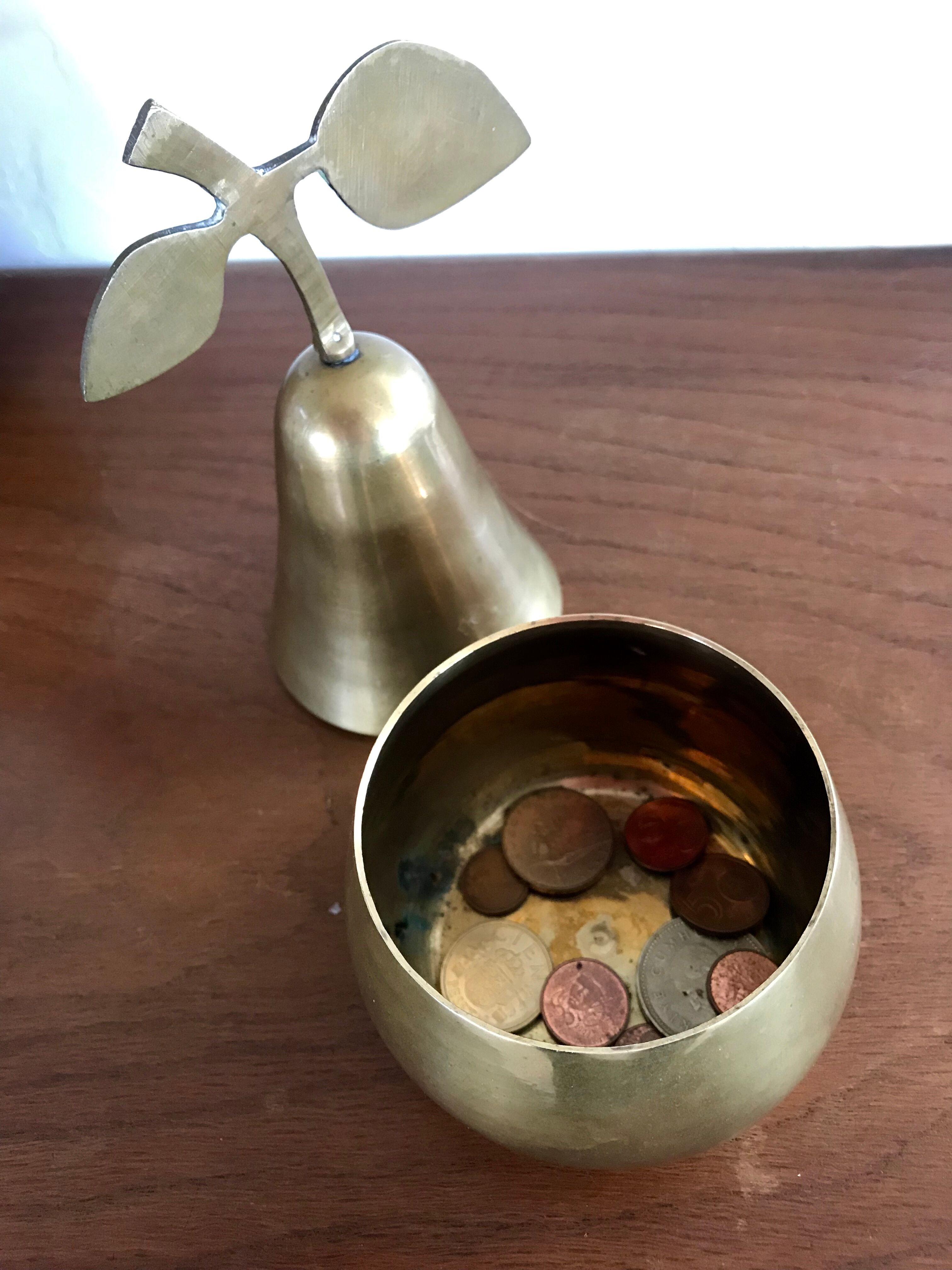 Void pear pocket vintage brass