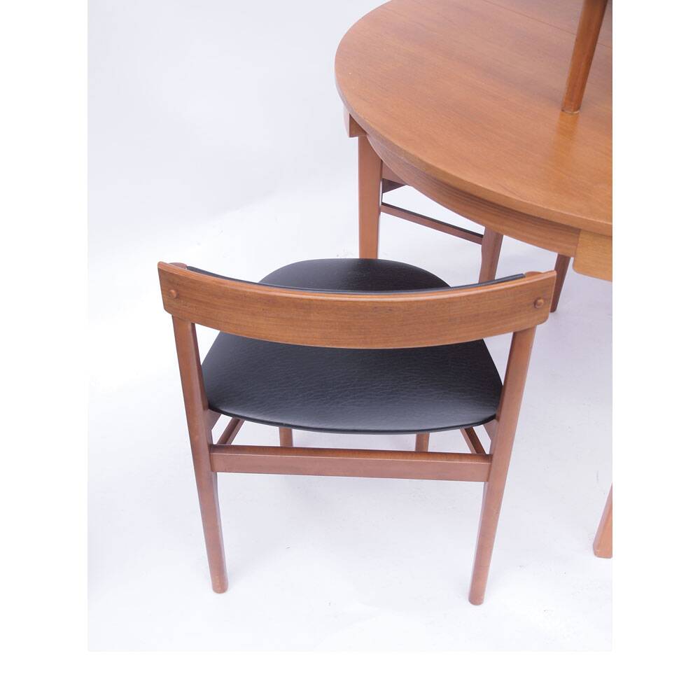 Table ronde à repas et ses 4 chaises vintage scandinave