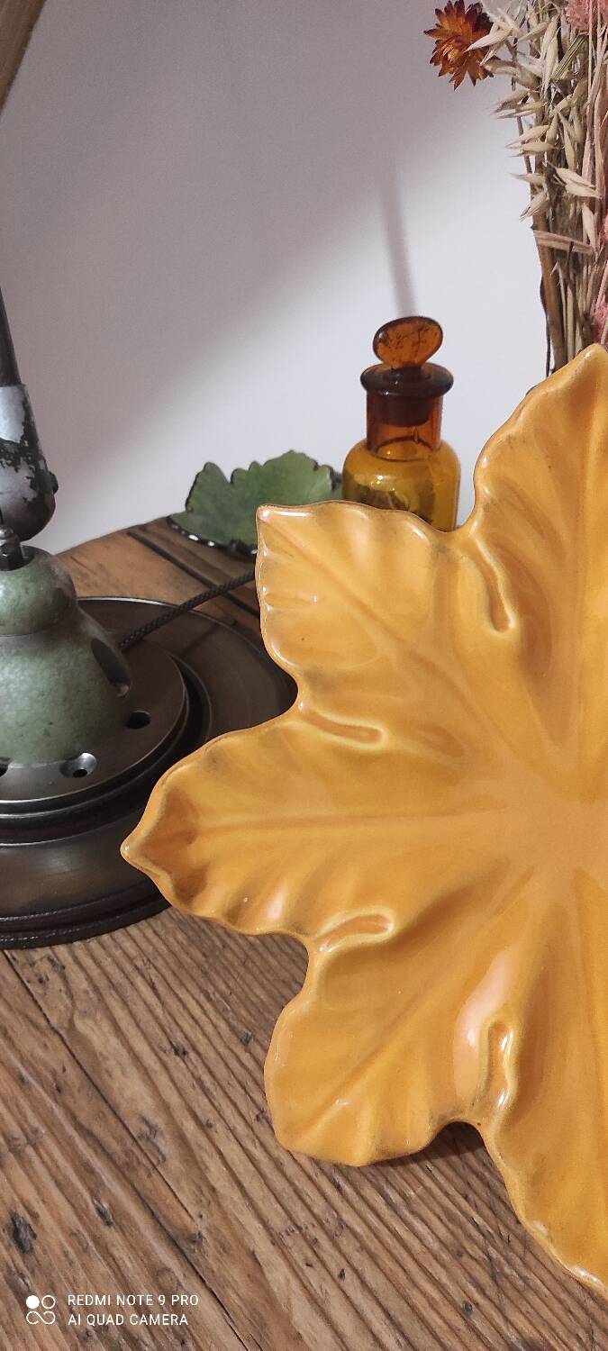 Assiette feuille d automne Barbotine