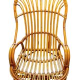 Fauteuil osier vintage 1970