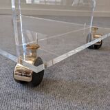 David Lange side table on wheels in plexiglass, France 1970.