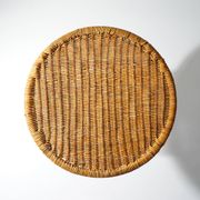 Table basse avec plateau rond en rotin, années 1950