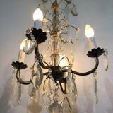 Chandelier 4 lights bronze and tassels