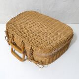 small vintage rattan suitcase