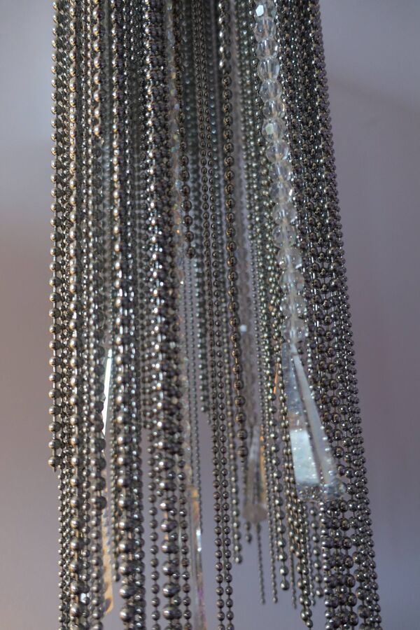 Lampe murale Swarovski en métal argenté avec pampilles en cristaux