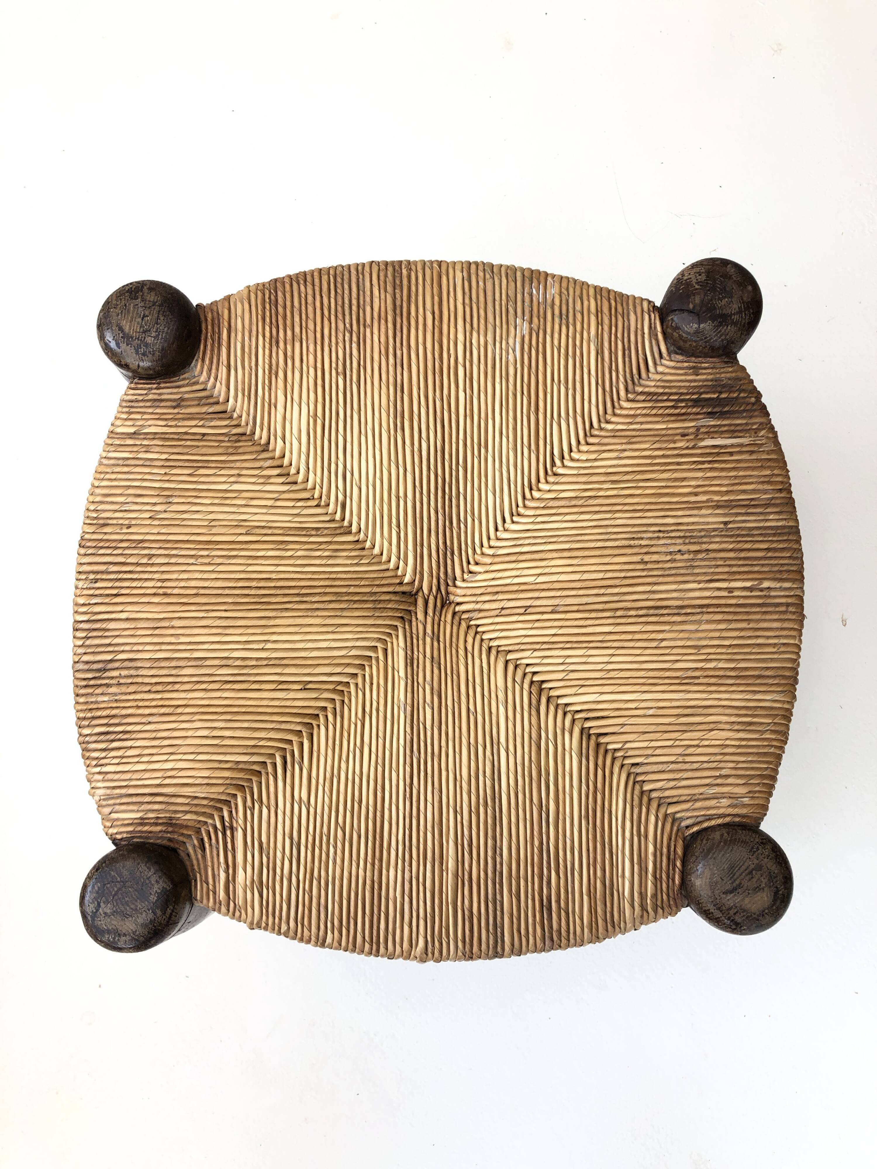 Oak and straw stool