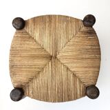 Oak and straw stool