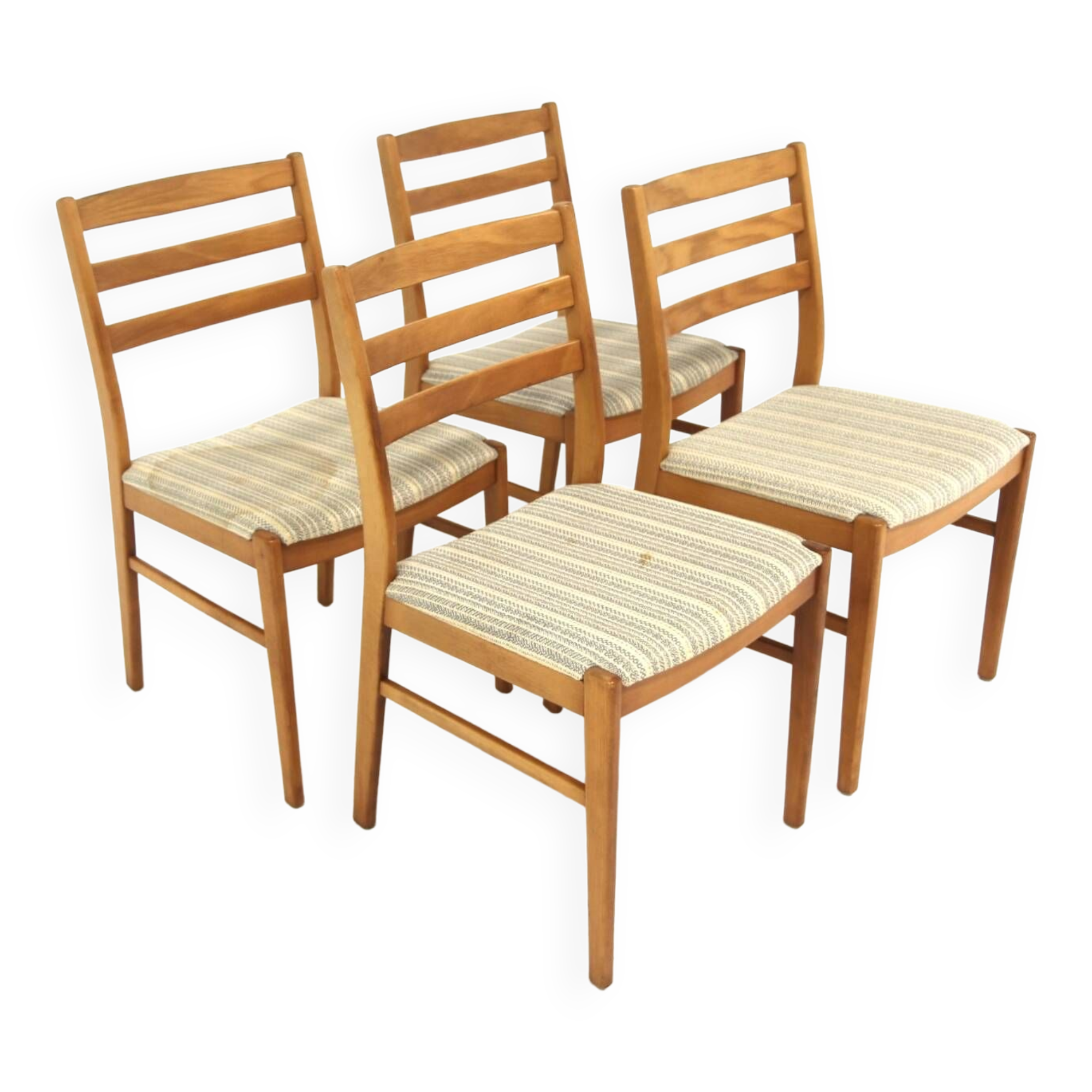 Set of 4 Scandinavian beech chairs, Sweden, 1960