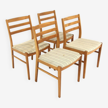 Set of 4 Scandinavian beech chairs, Sweden, 1960