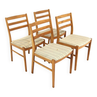 Set of 4 Scandinavian beech chairs, Sweden, 1960