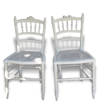 Chaise de Chambre Louis XVI Patine blanche Shabby
