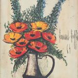 Bernard BUFFET: The bouquet of flowers, lithograph on framed canvas.