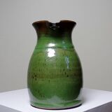 Small green pitcher enameled stoneware Sylvie Wlotkowski craftsmanship from Burgundy