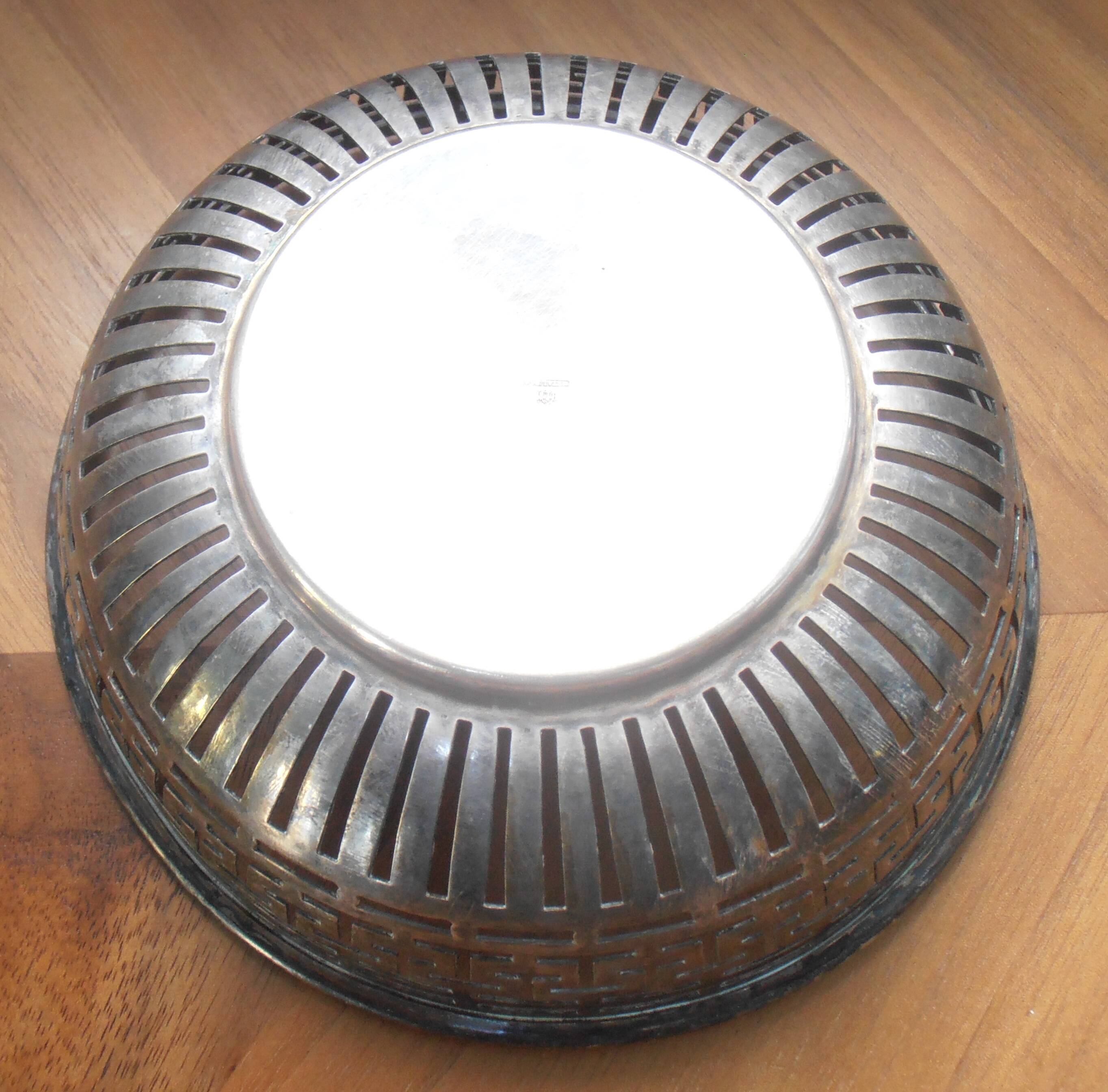 Old silver-look metal basket cup from the 1930s nickel silver