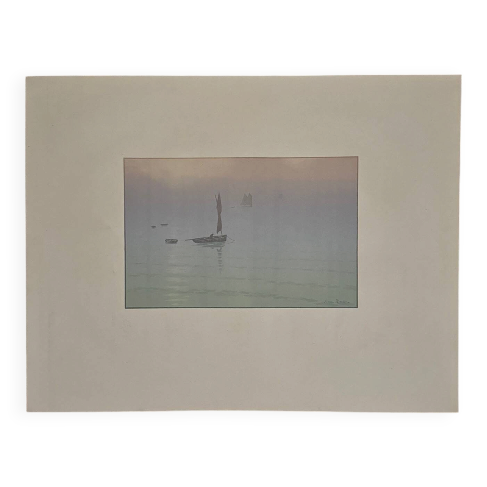 Lithograph by Henri Rivière The Beautiful Land of Brittany - Mist at Sea