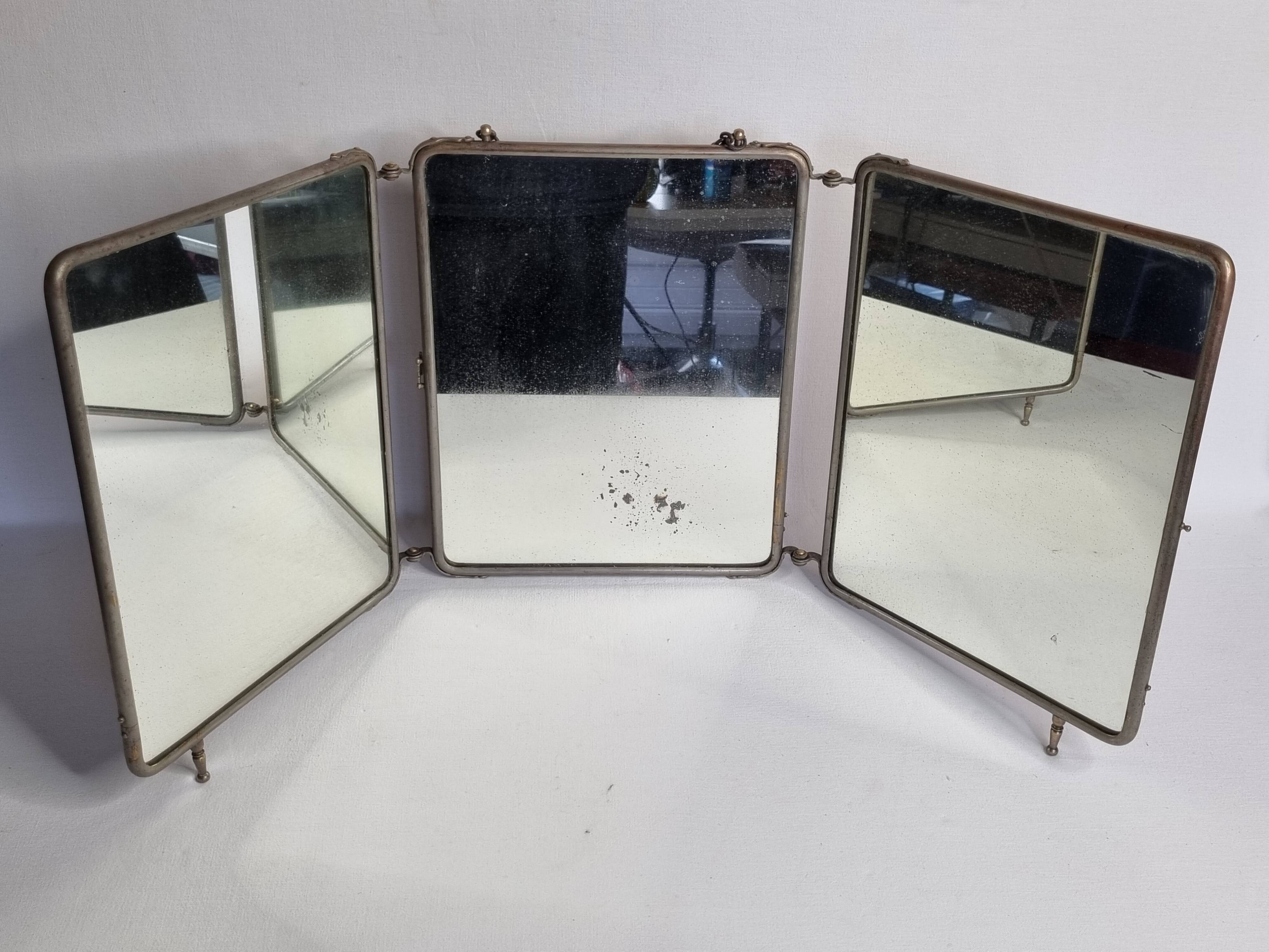 Miroir de barbier triptyque à poser ou à suspendre 1900