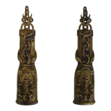 Pair of pharmacy storefront, doctor, caduceus bronze medicine. Early twentieth century