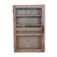 Old original grey-blue patina Burmese teak wall display case
