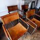 4 Matteo Grassi cantilever chairs in cognac leather