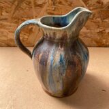 Ancien pichet en grès flammée marron bleu art nouveau vintage