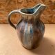 Antique art nouveau vintage blue brown flamed stoneware pitcher