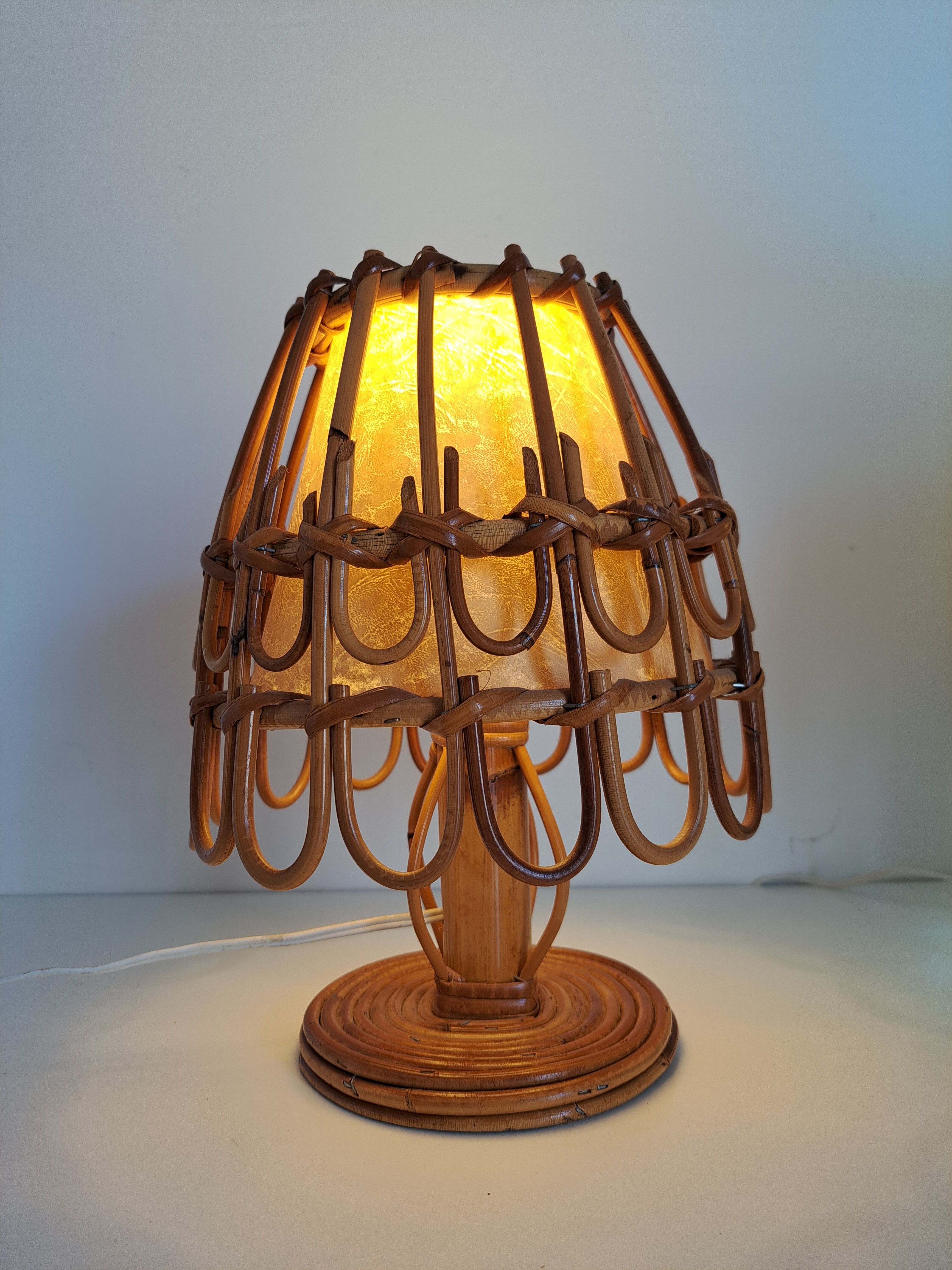 Pair of vintage bamboo lamps