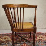 Corner chair wood & straw english xixth