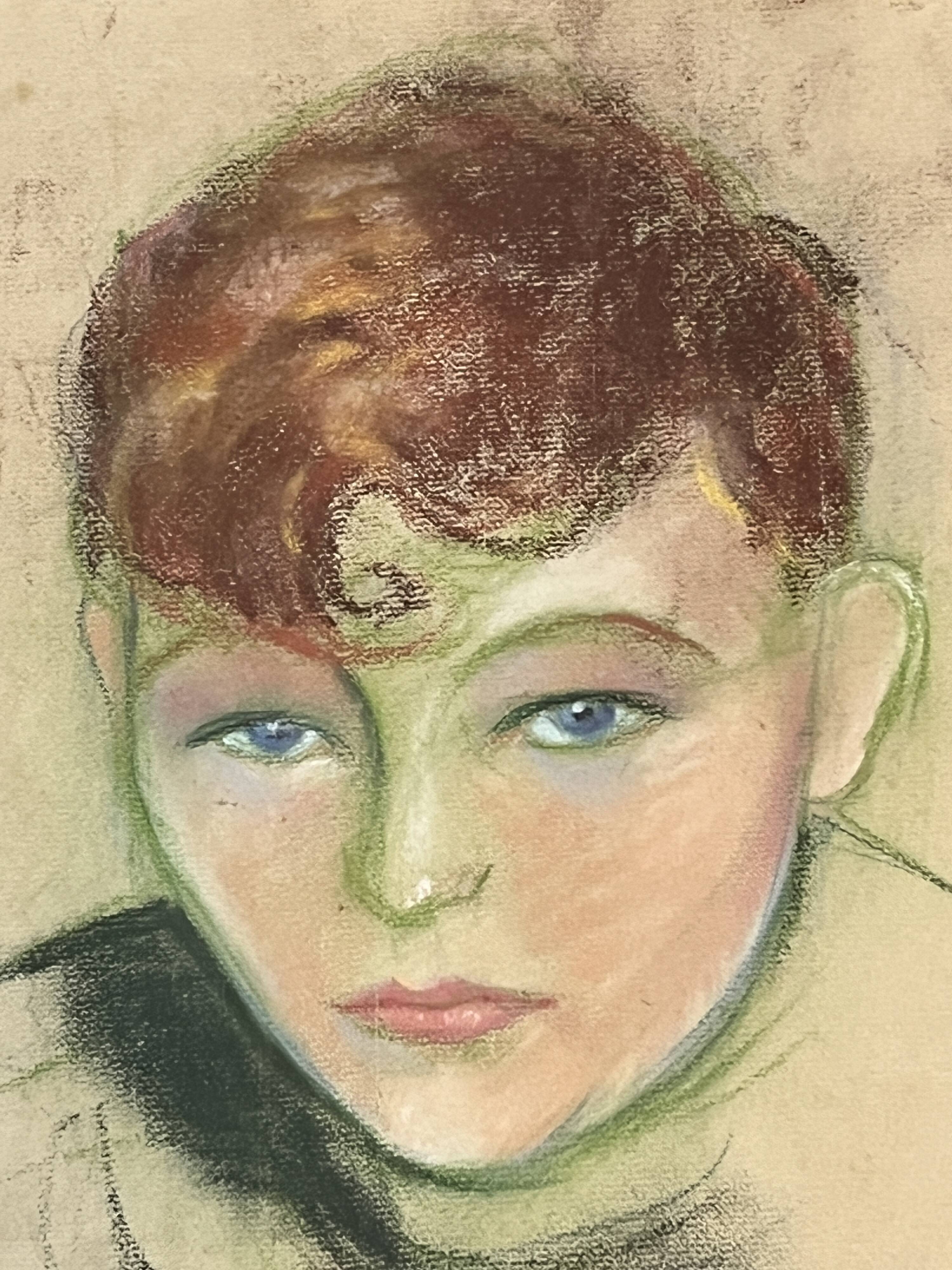 Pastel, portrait of a young adolescent signed L. Mayer, 20th century