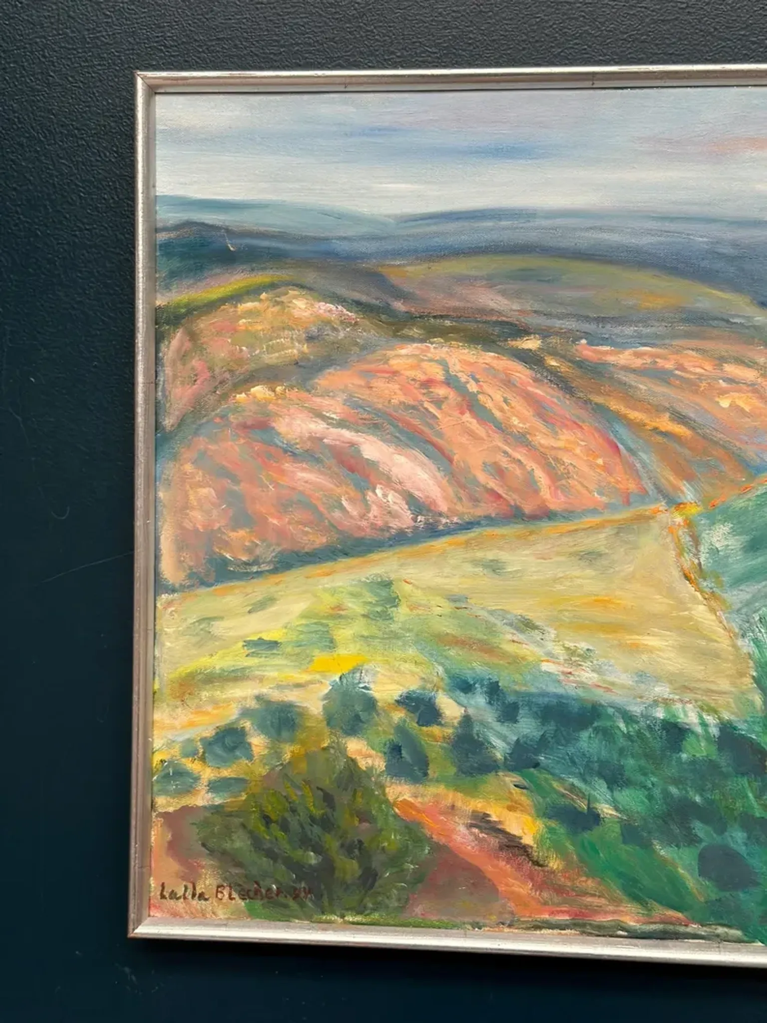 Original Swedish Oil on Canvas – "Landscape" by Lalla Blecher – Signed – Dated 1994 – Framed – 63 × 53 cm (24.8" × 20.9")