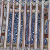 Paire de repose pieds pour fauteuils en rotin vintage