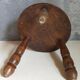 Low tripod stool in vintage turned solid wood