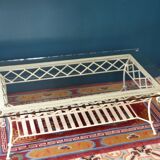 50s coffee table in beaten iron and 135 x 75 cm glass