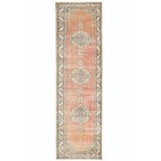 Vintage Turkish Oushak handmade wool cotton red runner rug 94x335