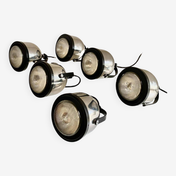 Space age Chromed wall sconces, Gae Aulenti and Livio Castiglioni for Stilnovo, set of two